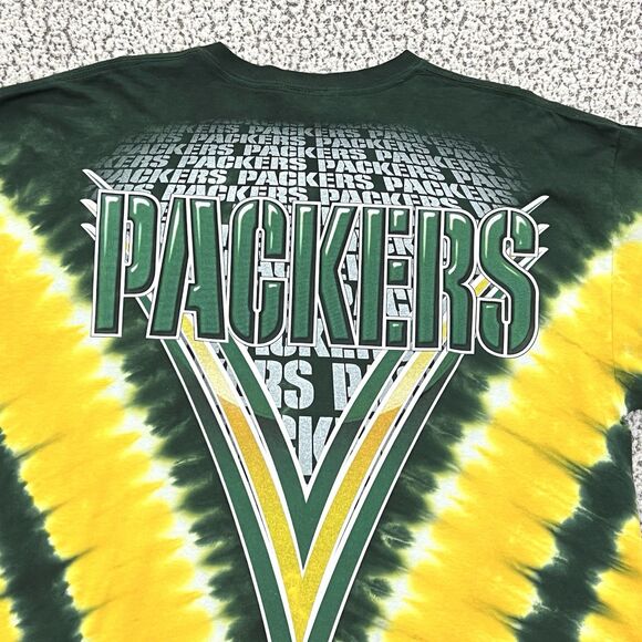 Vintage Green Bay Packers NFL Team Apparel Mens XL T-Shirt Tie Die Green Yellow - Picture 5 of 9